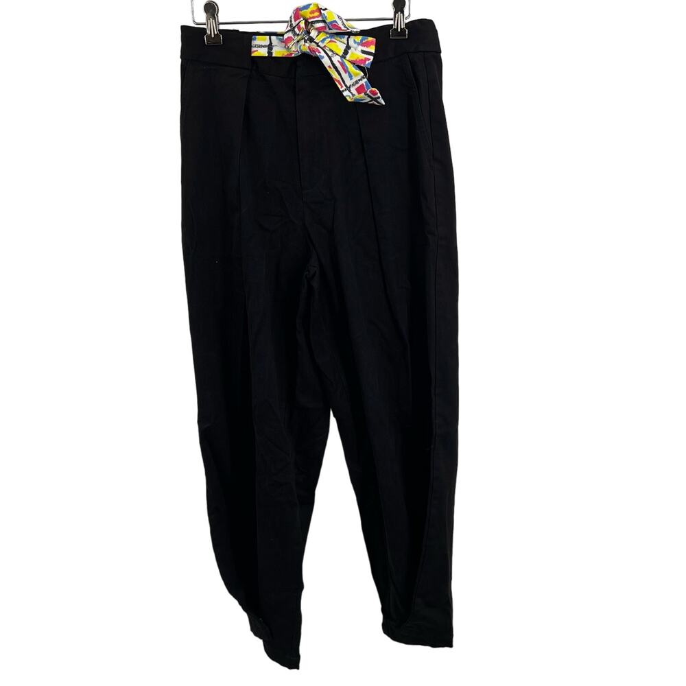Desigual Pants US Medium Black Wide Leg Converts to Barrel Leg New